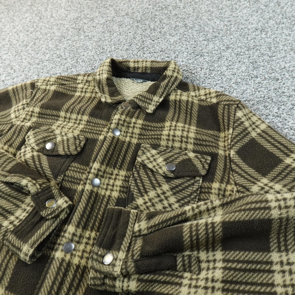 Eddie Bauer Jacket Mens S Brown Plaid Sherpa Lined Fleece Shacket Coat Outdoor